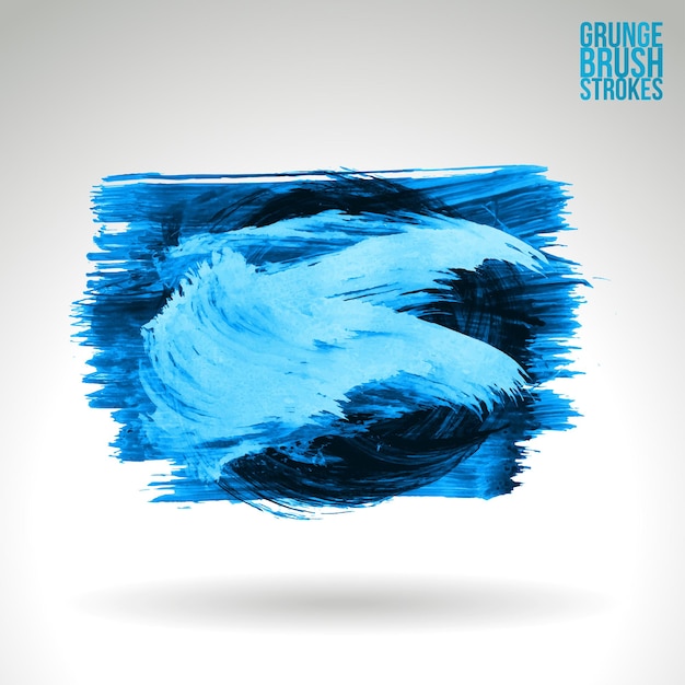 Blauer Pinselstrich und Textur. Abstraktes handgemaltes Element des Schmutzvektors.