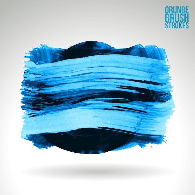 Blauer Pinselstrich und Textur. Abstraktes handgemaltes Element des Schmutzvektors.