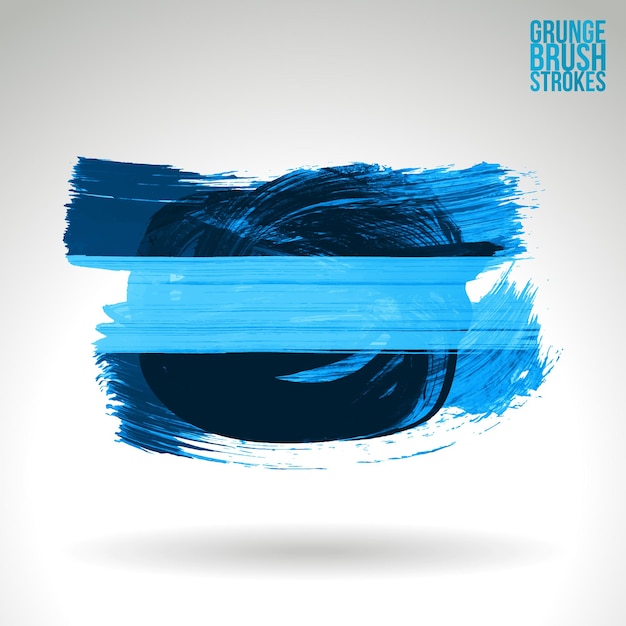 Blauer Pinselstrich und Textur. Abstraktes handgemaltes Element des Schmutzvektors.