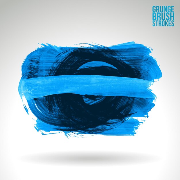 Blauer Pinselstrich und Textur. Abstraktes handgemaltes Element des Schmutzvektors.