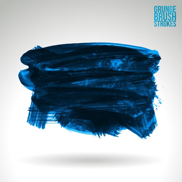 Blauer Pinselstrich und Textur. Abstraktes handgemaltes Element des Schmutzvektors.