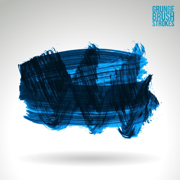 Blauer Pinselstrich und Textur. Abstraktes handgemaltes Element des Schmutzvektors.