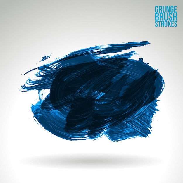 Blauer Pinselstrich und Textur. Abstraktes handgemaltes Element des Schmutzvektors.