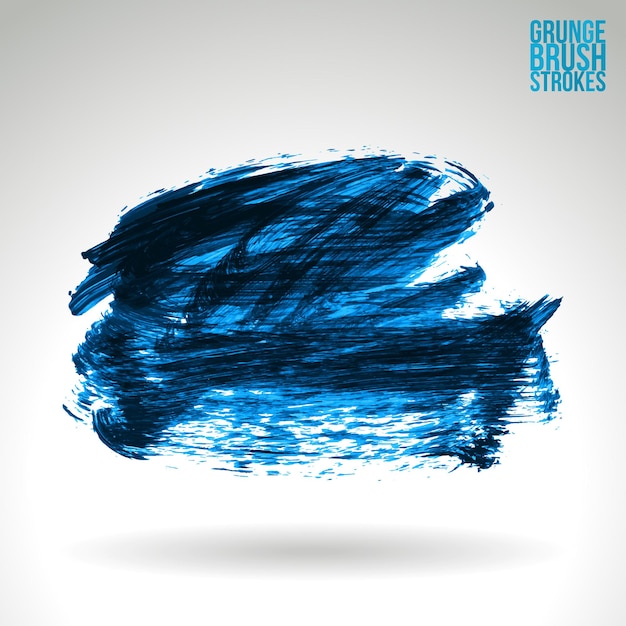 Blauer Pinselstrich und Textur. Abstraktes handgemaltes Element des Schmutzvektors.