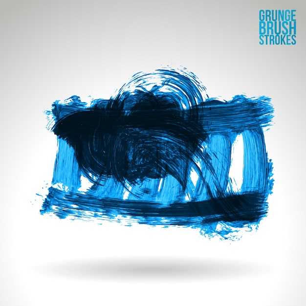 Blauer Pinselstrich und Textur. Abstraktes handgemaltes Element des Schmutzvektors.
