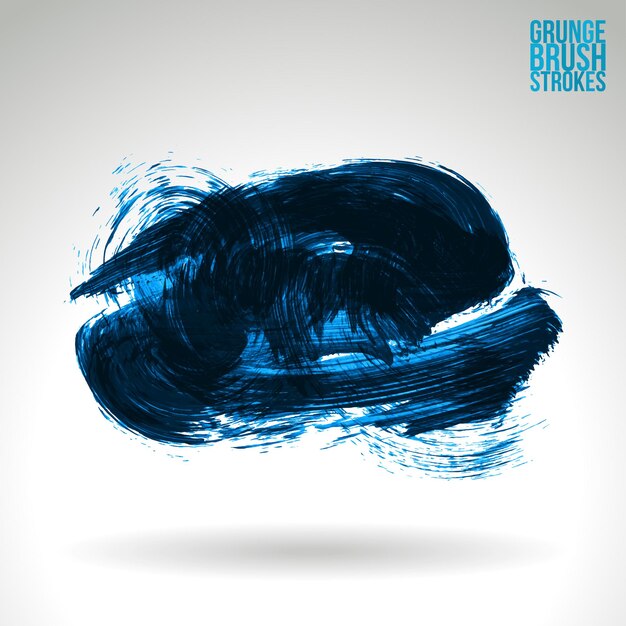 Blauer Pinselstrich und Textur. Abstraktes handgemaltes Element des Schmutzvektors.