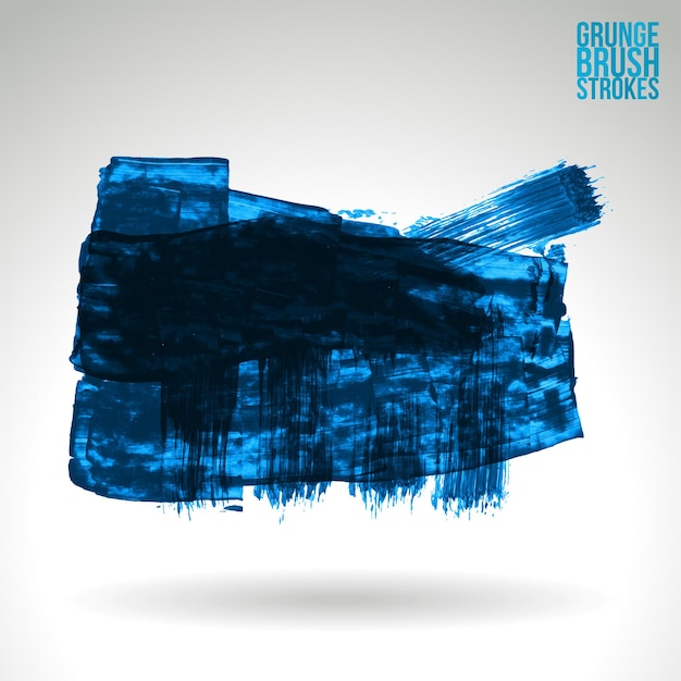 Blauer Pinselstrich und Textur. Abstraktes handgemaltes Element des Schmutzvektors.