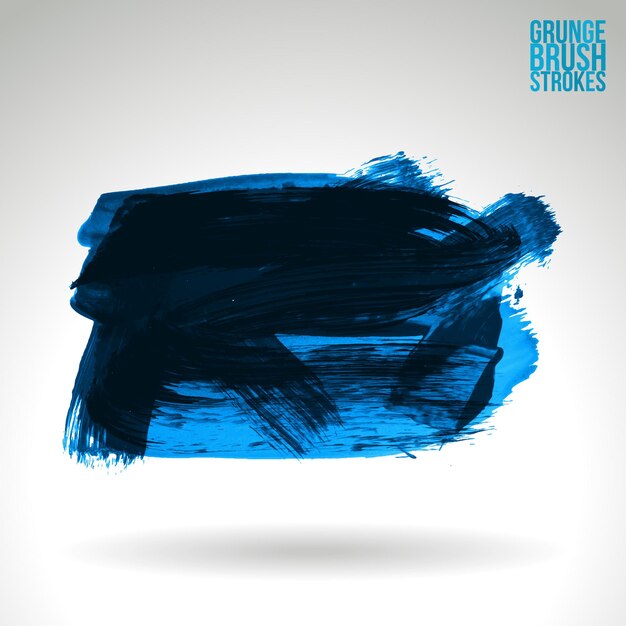 Blauer Pinselstrich und Textur. Abstraktes handgemaltes Element des Schmutzvektors.