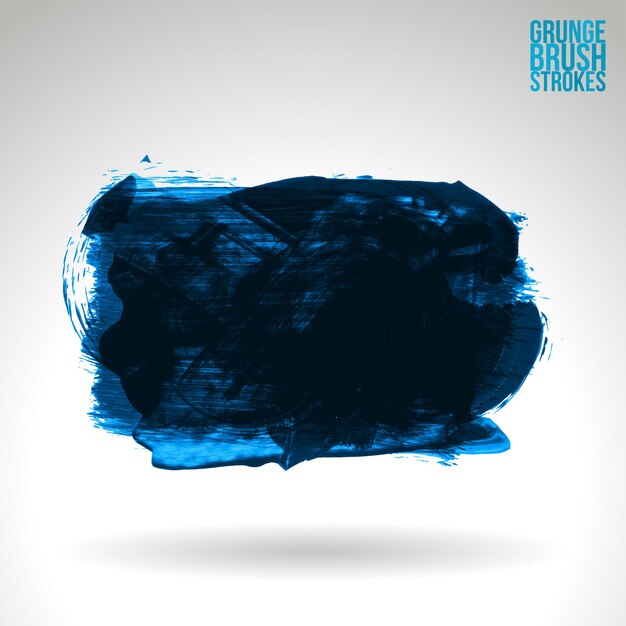 Blauer Pinselstrich und Textur. Abstraktes handgemaltes Element des Schmutzvektors.