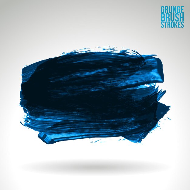 Blauer Pinselstrich und Textur. Abstraktes handgemaltes Element des Schmutzvektors.