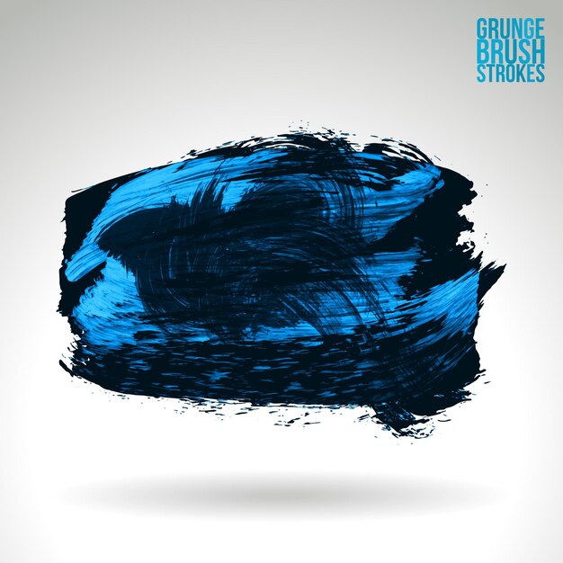 Blauer Pinselstrich und Textur. Abstraktes handgemaltes Element des Schmutzvektors.