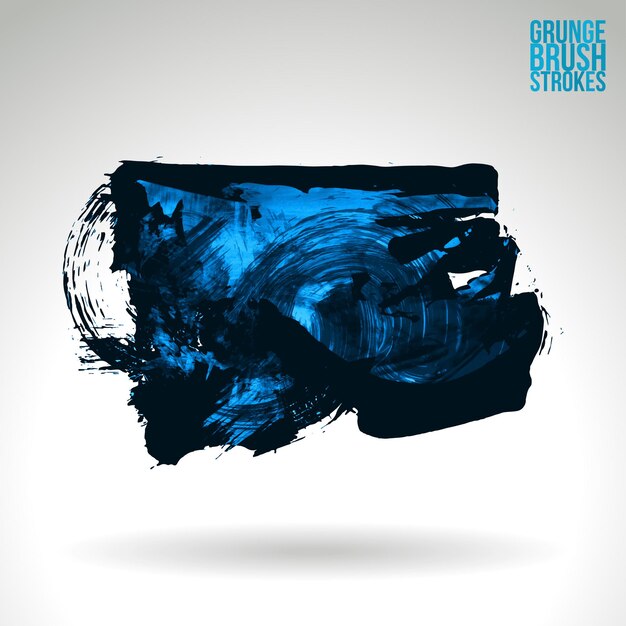 Blauer Pinselstrich und Textur. Abstraktes handgemaltes Element des Schmutzvektors.