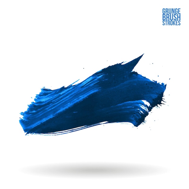 Blauer Pinselstrich und Textur Grunge Vektor abstraktes handgemaltes Element