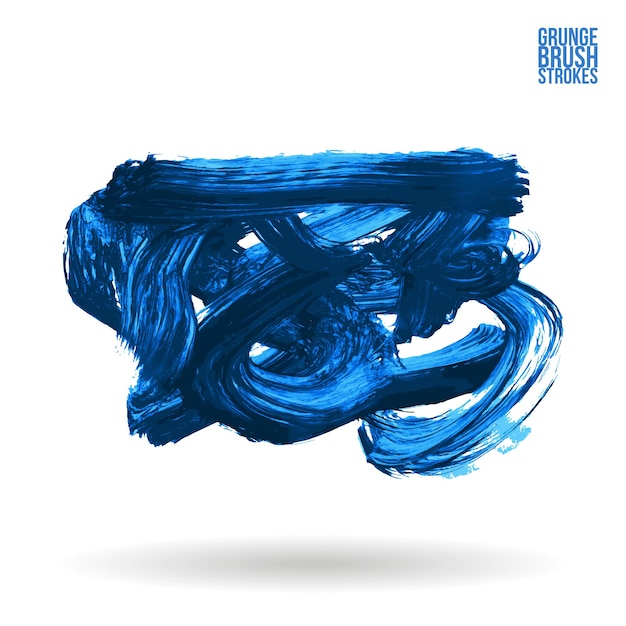 Blauer Pinselstrich und Textur Grunge Vektor abstraktes handgemaltes Element