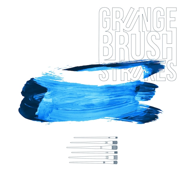 Blauer Pinselstrich und Textur Grunge Vektor abstraktes handgemaltes Element