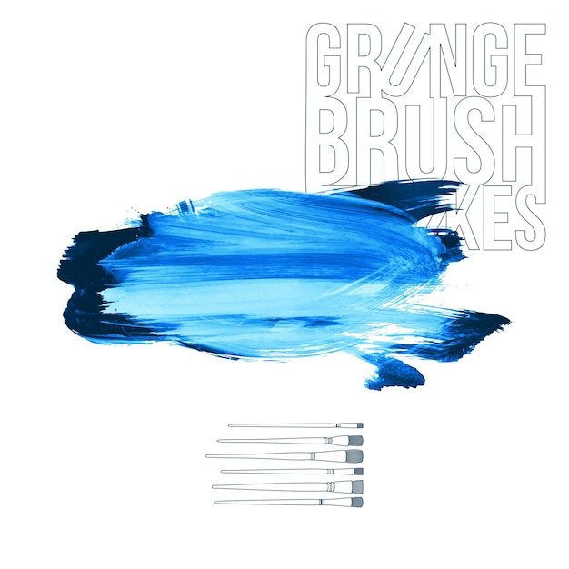 Blauer Pinselstrich und Textur Grunge Vektor abstraktes handgemaltes Element