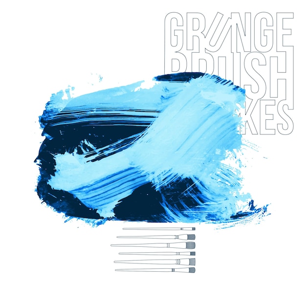 Blauer Pinselstrich und Textur Grunge Vektor abstraktes handgemaltes Element
