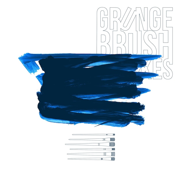 Blauer Pinselstrich und Textur Grunge Vektor abstraktes handgemaltes Element