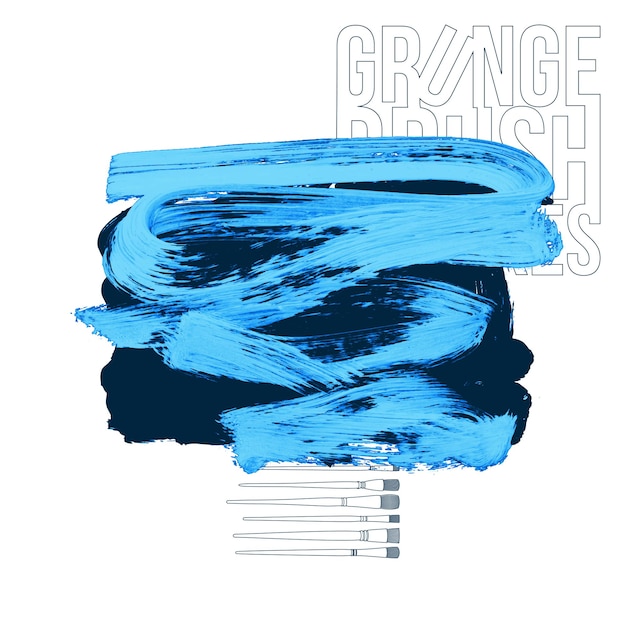 Blauer Pinselstrich und Textur Grunge Vektor abstraktes handgemaltes Element