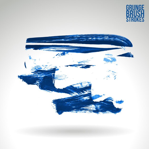 Blauer Pinselstrich und Textur Grunge Vektor abstraktes handgemaltes Element