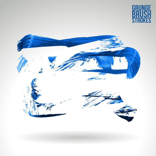 Blauer Pinselstrich und Textur Grunge Vektor abstraktes handgemaltes Element
