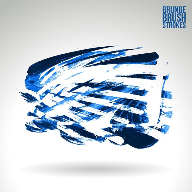 Blauer Pinselstrich und Textur Grunge Vektor abstraktes handgemaltes Element