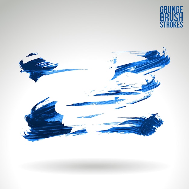 Blauer Pinselstrich und Textur Grunge Vektor abstraktes handgemaltes Element