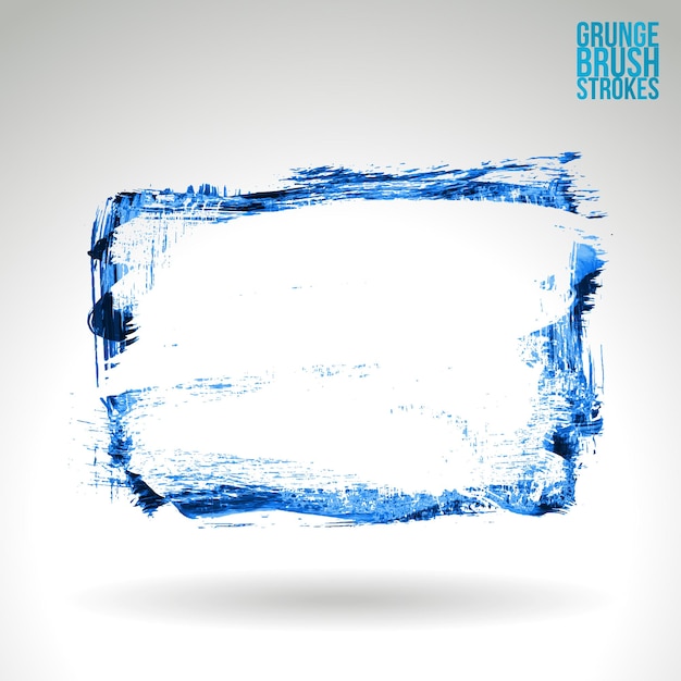 Blauer Pinselstrich und Textur Grunge Vektor abstraktes handgemaltes Element