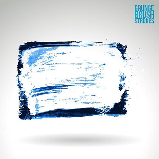 Blauer Pinselstrich und Textur Grunge Vektor abstraktes handgemaltes Element