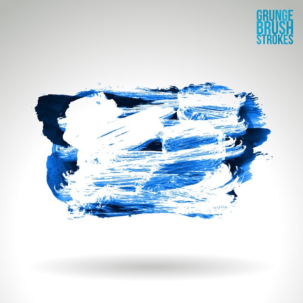 Blauer Pinselstrich und Textur Grunge Vektor abstraktes handgemaltes Element