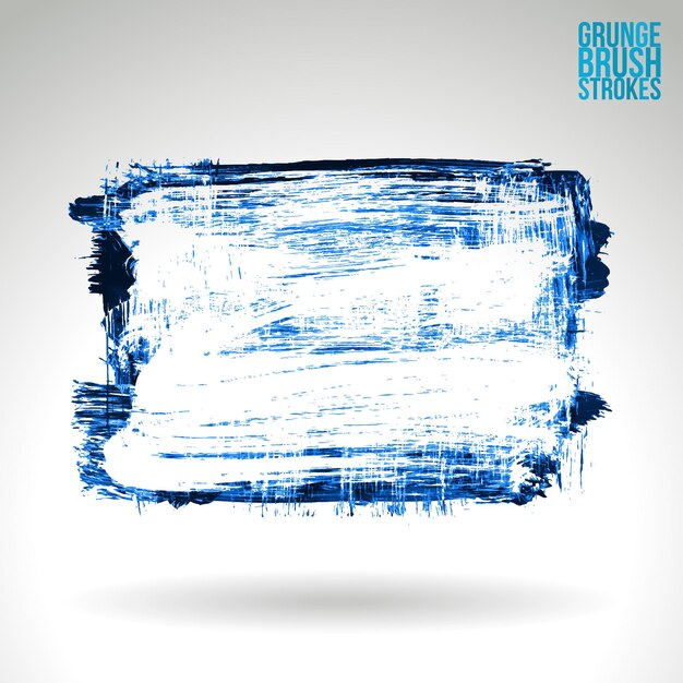 Blauer Pinselstrich und Textur Grunge Vektor abstraktes handgemaltes Element