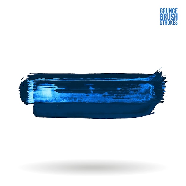 Blauer Pinselstrich und Textur Grunge Vektor abstraktes handgemaltes Element