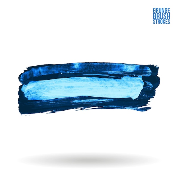 Blauer Pinselstrich und Textur Grunge Vektor abstraktes handgemaltes Element