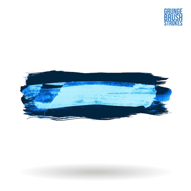 Blauer Pinselstrich und Textur Grunge Vektor abstraktes handgemaltes Element