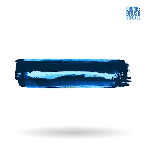 Blauer Pinselstrich und Textur Grunge Vektor abstraktes handgemaltes Element