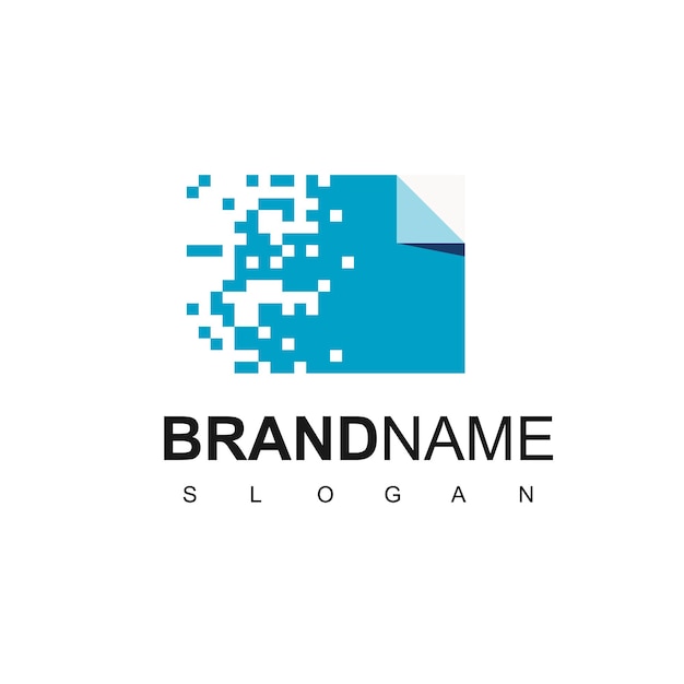 Blauer Pixel-Dokument-Logo-Design-Vektor