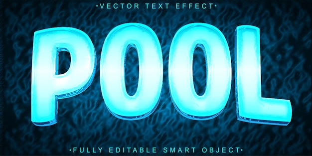 Blauer Pool-Vektor voll redigierbarer Smart-Objekt-Text-Effekt