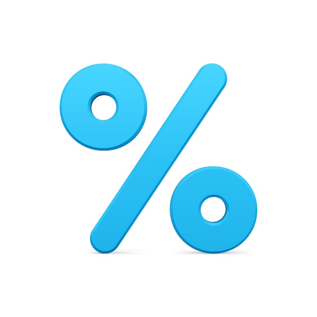 Blauer Prozentsatz 3D-Symbol realistische Vektor-Illustration