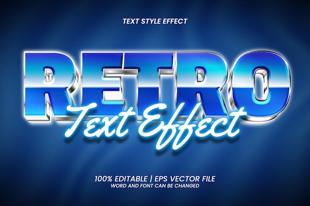 Blauer retro-bearbeitbarer texteffekt 3d-stil
