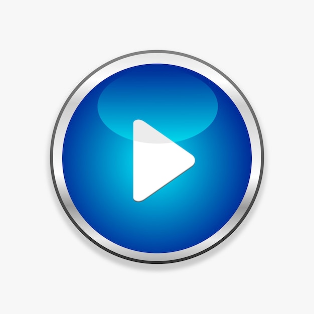 Blauer runder Play-Button-Icon-Vektor