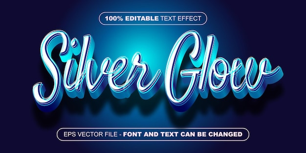 Vektor blauer silberner glanz einfacher bearbeitbarer texteffekt