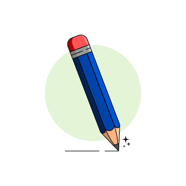 Blauer stift im cartoonstil