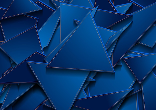 Blauer und goldener Tech-abstrakter Low-Poly-Hintergrund