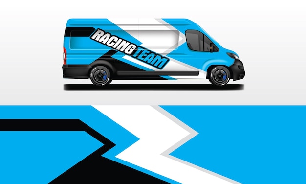 Blauer van-wrap-design-vektoraufkleber