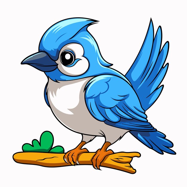 Vektor blauer vogel auf einem zweig vektor-illustration eines blauen vogels