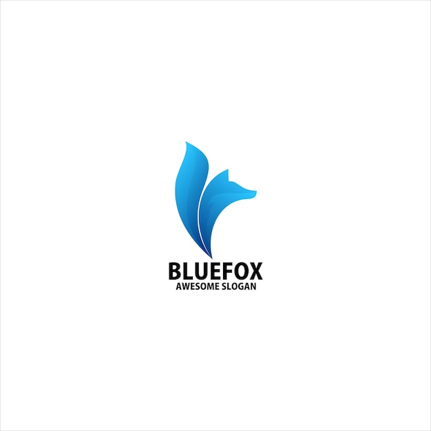 Blauer Wolf-Logo-Design-Farbverlauf