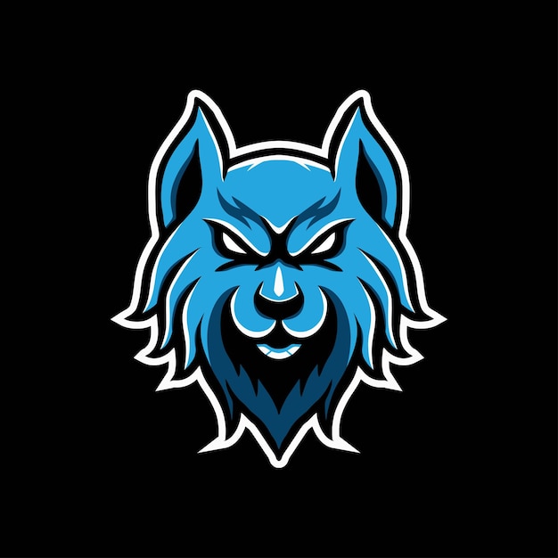 Blauer wolf-maskottchen-logo-design