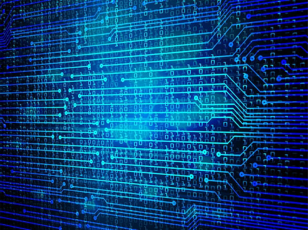 Blauer zukünftiger Technologiekonzepthintergrund des Cyberstromkreises