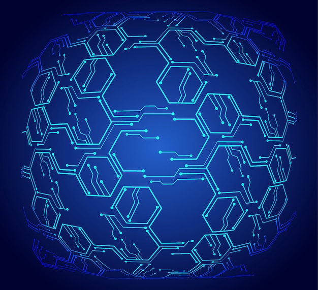 Blauer zukünftiger technologiekonzepthintergrund des cyberstromkreises