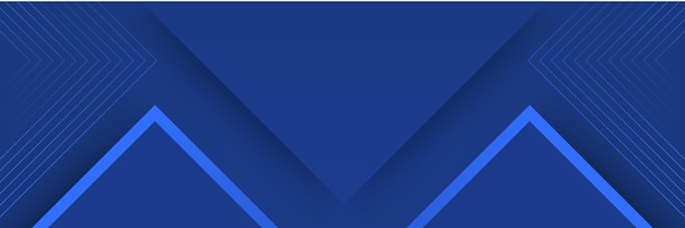 Blaues abstraktes Vektor-Langbanner. Minimaler Hintergrund mit Pfeilen und Kopierraum für Text. Social-Media-Cover und Web-Banner-Vorlage